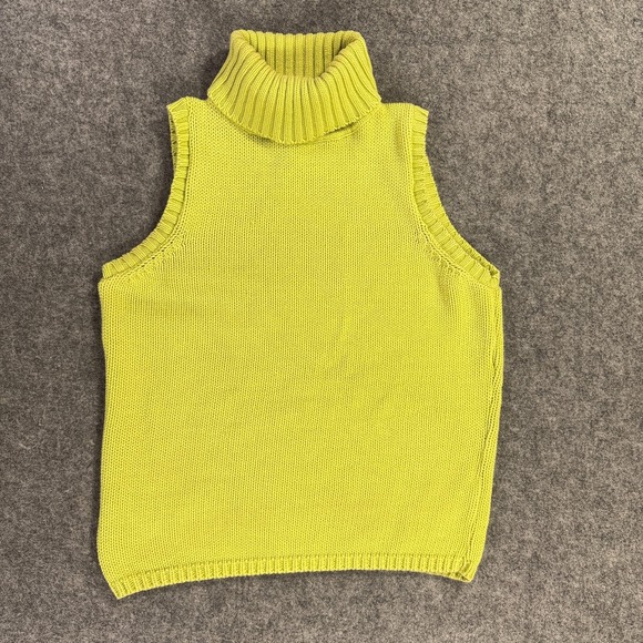 Mossimo Denim Sweaters - Y2K 90s Mossimo Sweater Women Large Chartreuse Turtleneck Sleeveless Cotton USA